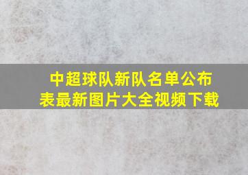 中超球队新队名单公布表最新图片大全视频下载