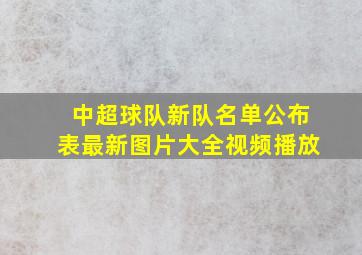 中超球队新队名单公布表最新图片大全视频播放