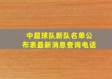 中超球队新队名单公布表最新消息查询电话