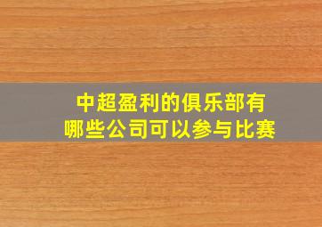 中超盈利的俱乐部有哪些公司可以参与比赛