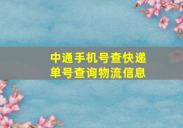 中通手机号查快递单号查询物流信息