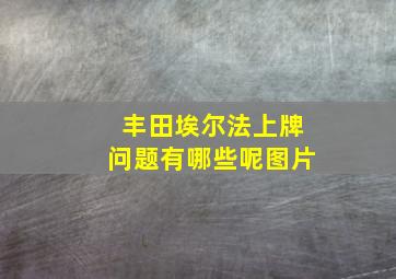 丰田埃尔法上牌问题有哪些呢图片