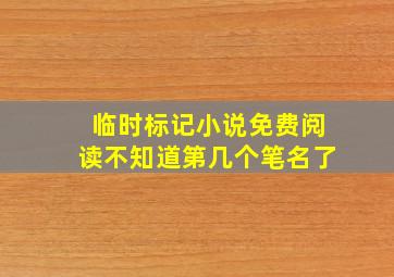 临时标记小说免费阅读不知道第几个笔名了