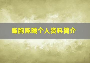 临朐陈曦个人资料简介