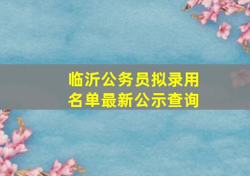 临沂公务员拟录用名单最新公示查询