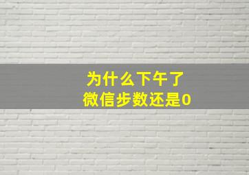 为什么下午了微信步数还是0