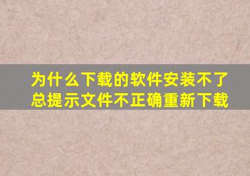 为什么下载的软件安装不了总提示文件不正确重新下载