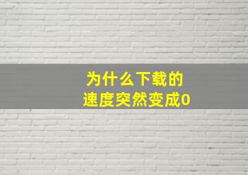 为什么下载的速度突然变成0