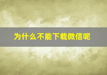 为什么不能下载微信呢