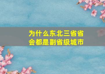 为什么东北三省省会都是副省级城市