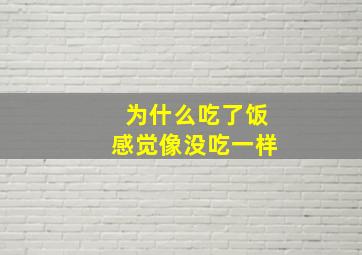 为什么吃了饭感觉像没吃一样