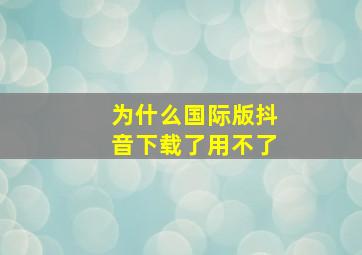 为什么国际版抖音下载了用不了