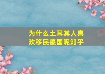 为什么土耳其人喜欢移民德国呢知乎