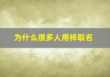 为什么很多人用梓取名