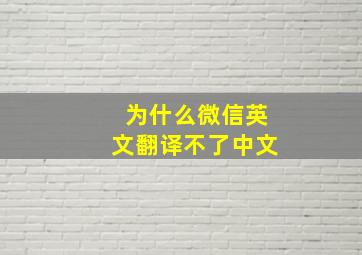 为什么微信英文翻译不了中文