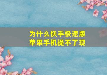 为什么快手极速版苹果手机提不了现