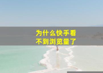 为什么快手看不到浏览量了