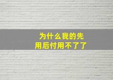 为什么我的先用后付用不了了