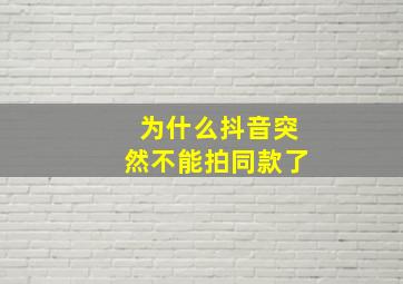 为什么抖音突然不能拍同款了