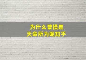 为什么曹操是天命所为呢知乎