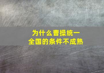 为什么曹操统一全国的条件不成熟