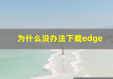 为什么没办法下载edge