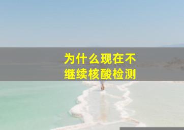 为什么现在不继续核酸检测