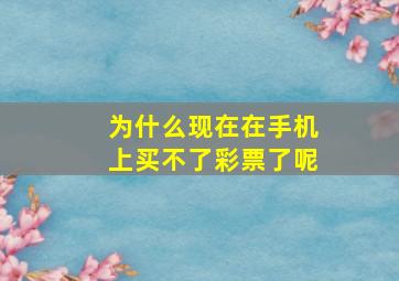 为什么现在在手机上买不了彩票了呢