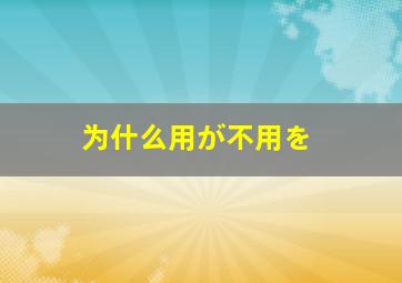 为什么用が不用を