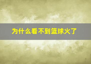 为什么看不到篮球火了