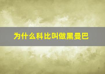 为什么科比叫做黑曼巴