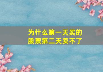 为什么第一天买的股票第二天卖不了