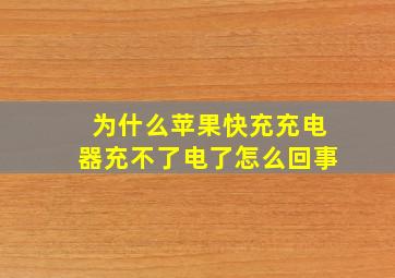 为什么苹果快充充电器充不了电了怎么回事