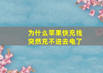 为什么苹果快充线突然充不进去电了