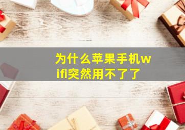 为什么苹果手机wifi突然用不了了