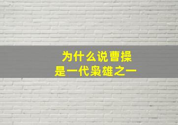 为什么说曹操是一代枭雄之一