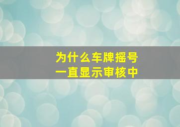 为什么车牌摇号一直显示审核中