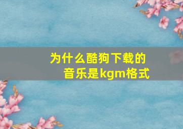 为什么酷狗下载的音乐是kgm格式