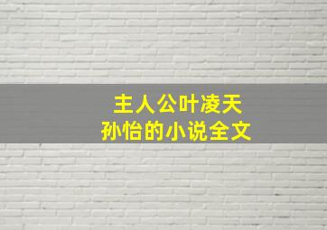 主人公叶凌天孙怡的小说全文