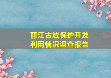 丽江古城保护开发利用情况调查报告