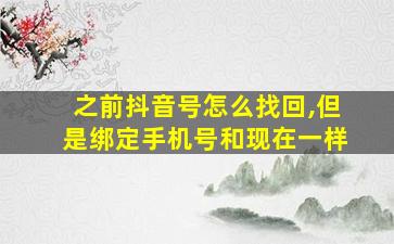 之前抖音号怎么找回,但是绑定手机号和现在一样