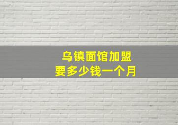 乌镇面馆加盟要多少钱一个月