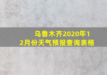 乌鲁木齐2020年12月份天气预报查询表格