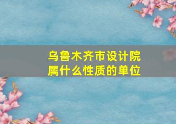 乌鲁木齐市设计院属什么性质的单位