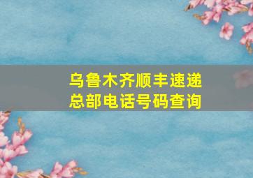 乌鲁木齐顺丰速递总部电话号码查询