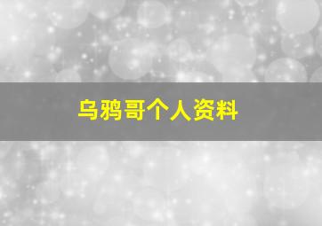 乌鸦哥个人资料