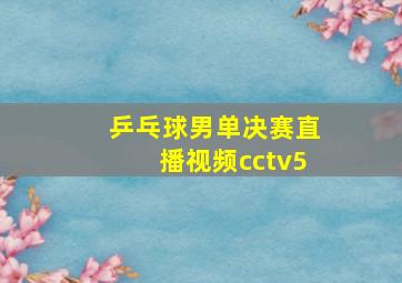 乒乓球男单决赛直播视频cctv5