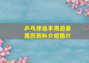 乒乓球选手周启豪简历资料介绍图片