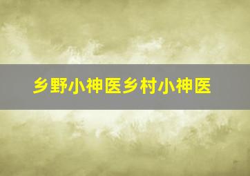 乡野小神医乡村小神医