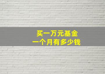 买一万元基金一个月有多少钱